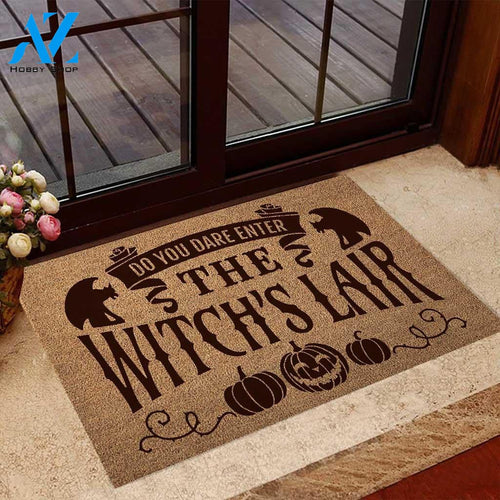 Outdoor Mat- Do You Dare Enter The Witch Lair Pumpkins Bats Pattern Doormat Home Decor