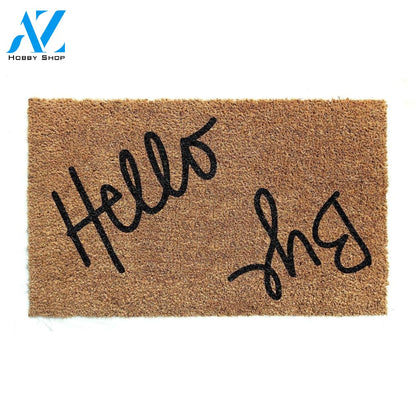 Outdoor Mat- Elegant Hello Bye Handwritten Design Doormat Home Decor