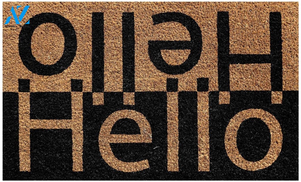 Outdoor Mat- Elegant Hello Printed Black And Brown Design Doormat Home Decor