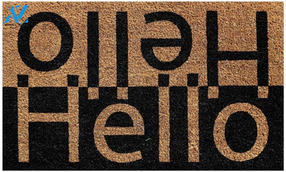 Outdoor Mat- Elegant Hello Printed Black And Brown Design Doormat Home Decor