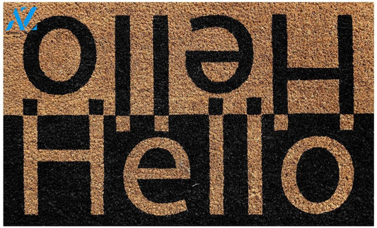 Outdoor Mat- Elegant Hello Printed Black And Brown Design Doormat Home Decor