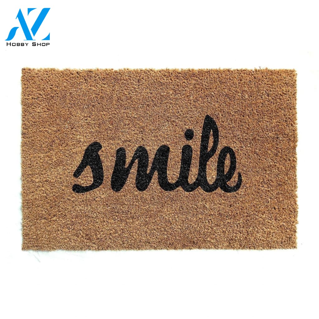 Outdoor Mat- Elegant Smile Black Text Cool Design Doormat Home Decor