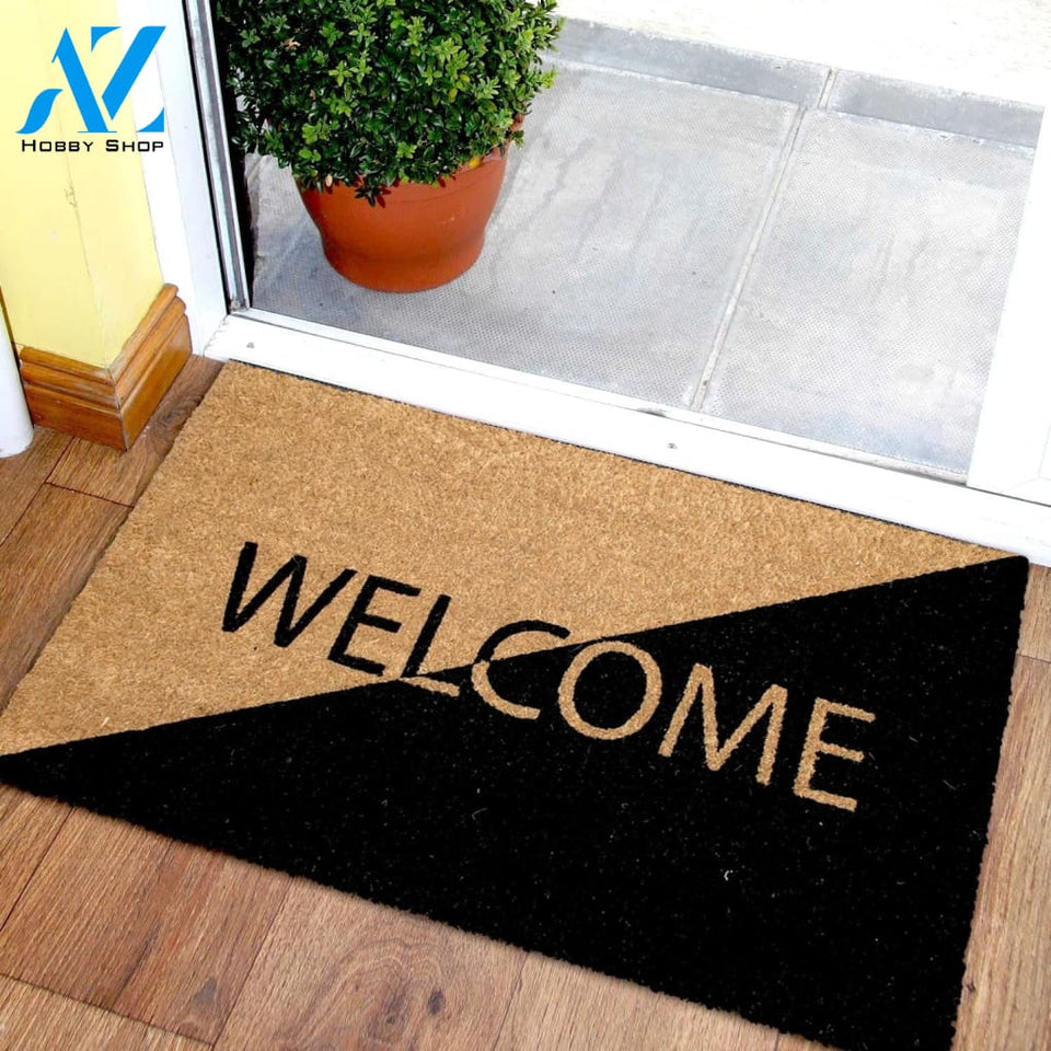 Outdoor Mat- Elegant Welcome Half Black Cool Design Doormat Home Decor