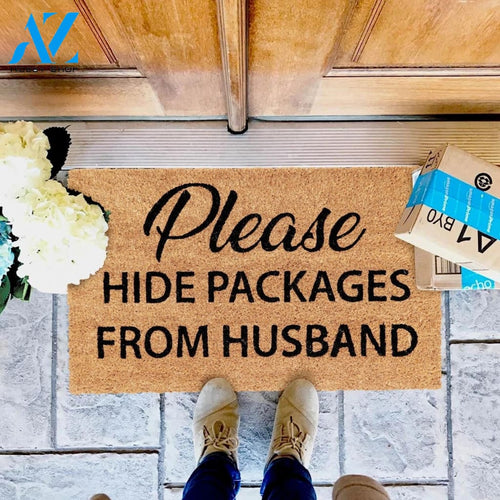 Outdoor Mat- Funny Please Hide Packages From Husband Cool Design Doormat Home Decor