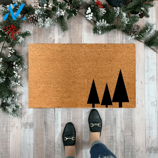Outdoor Mat- Geometric Trees Winter In Vintage Style Door Mat Home Decor