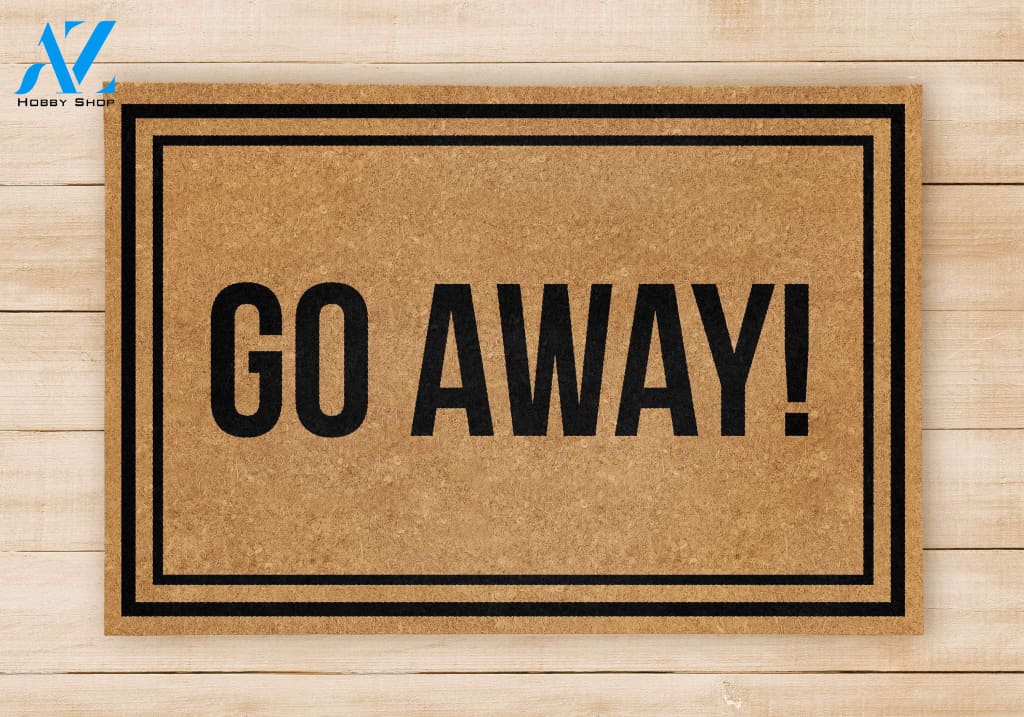 Outdoor Mat- Go Away Black Square Outline Beige Door Mat Home Decor