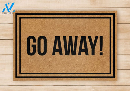 Outdoor Mat- Go Away Black Square Outline Beige Door Mat Home Decor