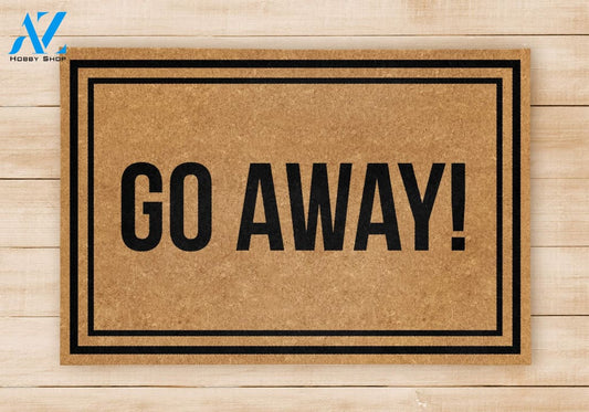 Outdoor Mat- Go Away Black Square Outline Beige Door Mat Home Decor