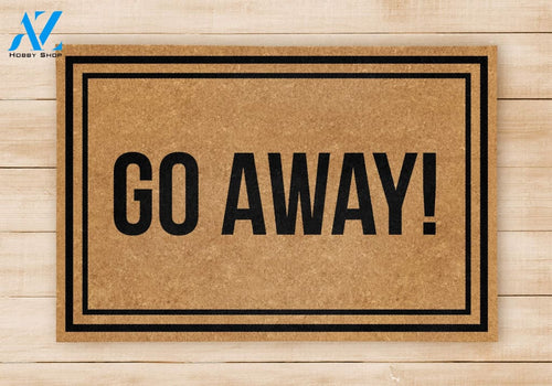 Outdoor Mat- Go Away Black Square Outline Beige Door Mat Home Decor