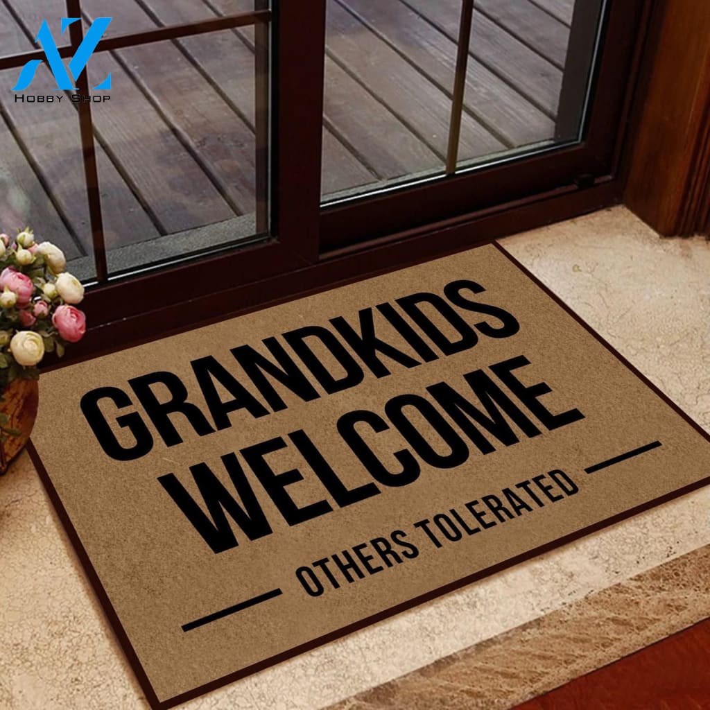 Outdoor Mat- Grandkids Welcome Others Tolerate Printed Doormat Home Decor