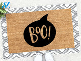 Outdoor Mat- Halloween Message Boo Text In Black Shape Doormat Home Decor
