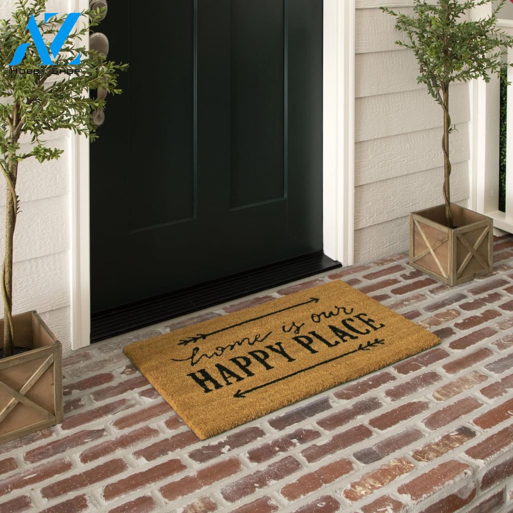 Outdoor Mat- Home Is Our Happy Place Hand Drawn Arrows Pattern Doormat Home Decor