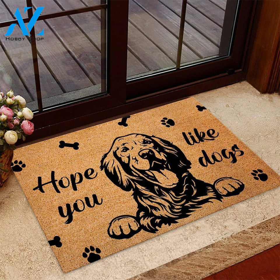 Outdoor Mat- Hope You Like A Dog Golden Retriever Printed Doormat Home Decor