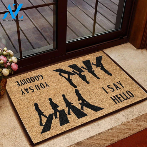 Outdoor Mat- I Say Hello You Say Goodbye People Walking Doormat Home Decor