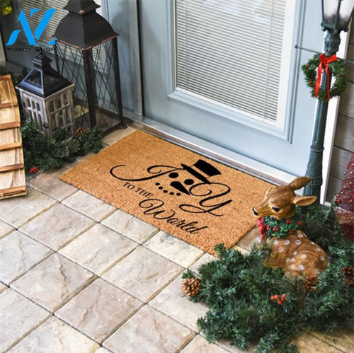 Outdoor Mat- Joy To The World Snowman In Vintage Style Door Mat Home Decor