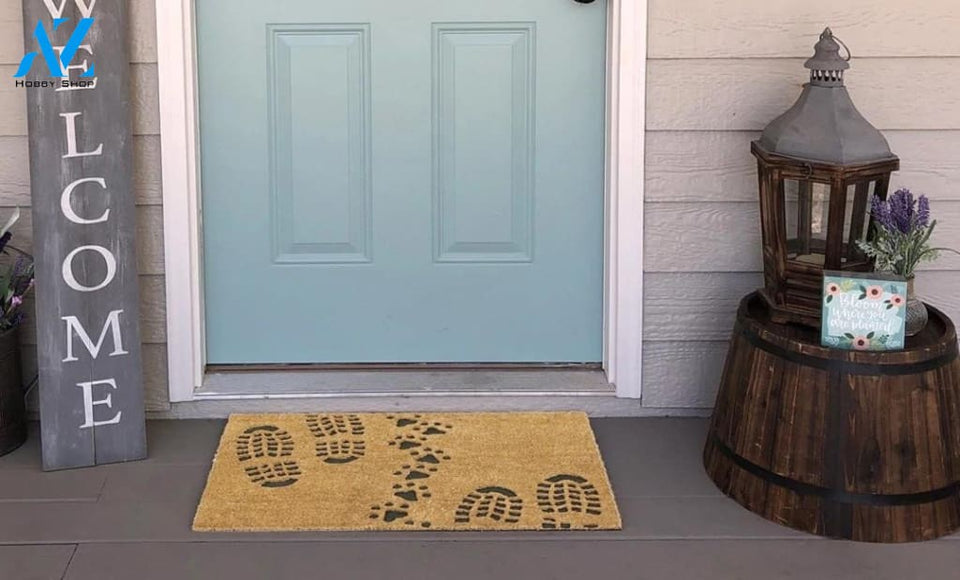 Outdoor Mat- Lovely Foot Print With Dog Paws Cool Design Doormat Home Decor