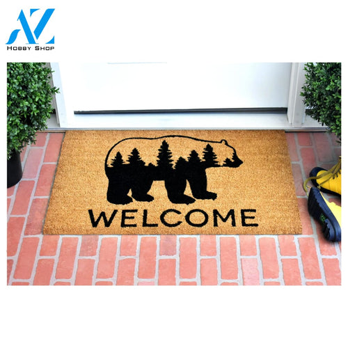 Outdoor Mat- Mills Bear Country Forest Trees Silhouette Design Doormat Home Decor