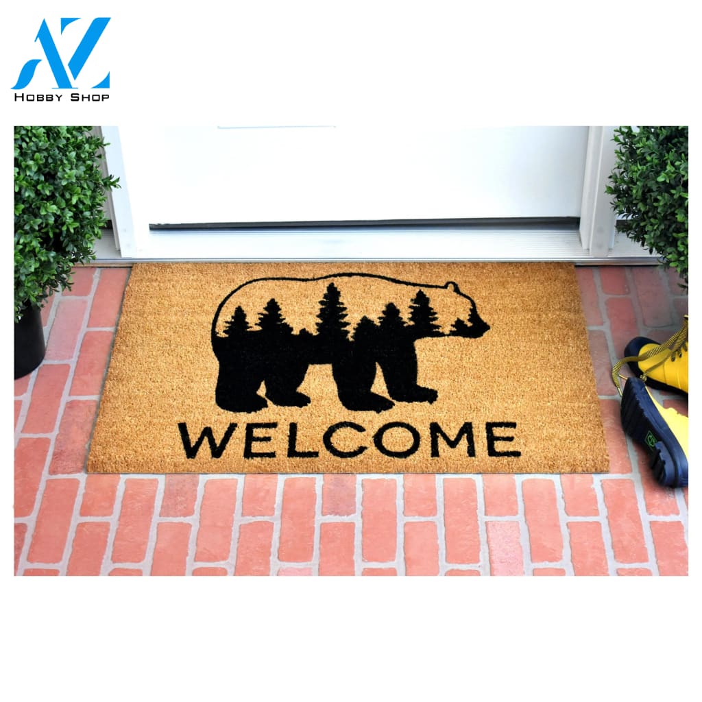 Outdoor Mat- Mills Bear Country Forest Trees Silhouette Design Doormat Home Decor