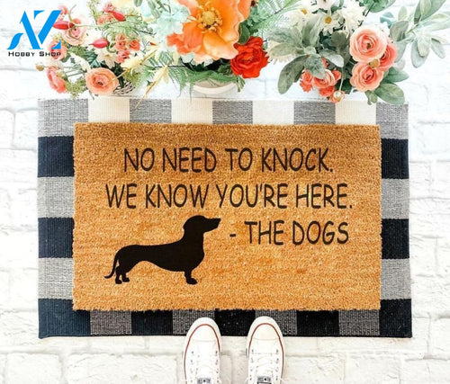 Outdoor Mat- No Need To Knock Cute Dachshund Silhouette Pattern Doormat Home Decor