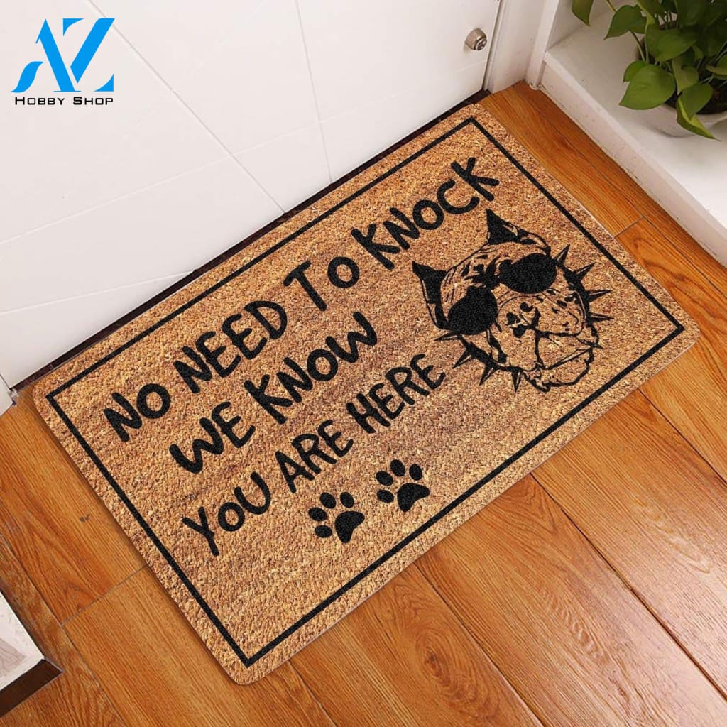 Outdoor Mat- Pitbull No Need To Knock We Know You Are Here Doormat Home Decor