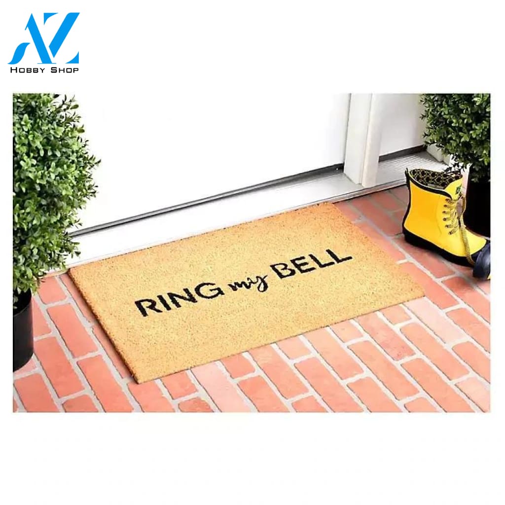 Outdoor Mat- Ring My Bell When You Come Beige Theme Design Doormat Home Decor