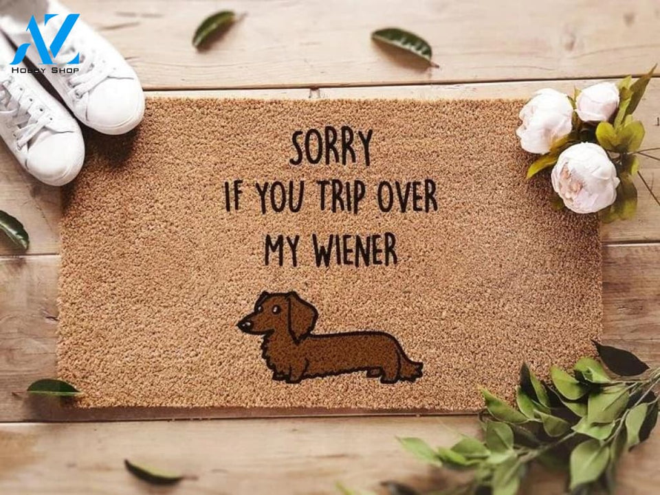 Outdoor Mat- Sorry If You Trip Over My Wiener Lovely Dachshund Doormat Home Decor