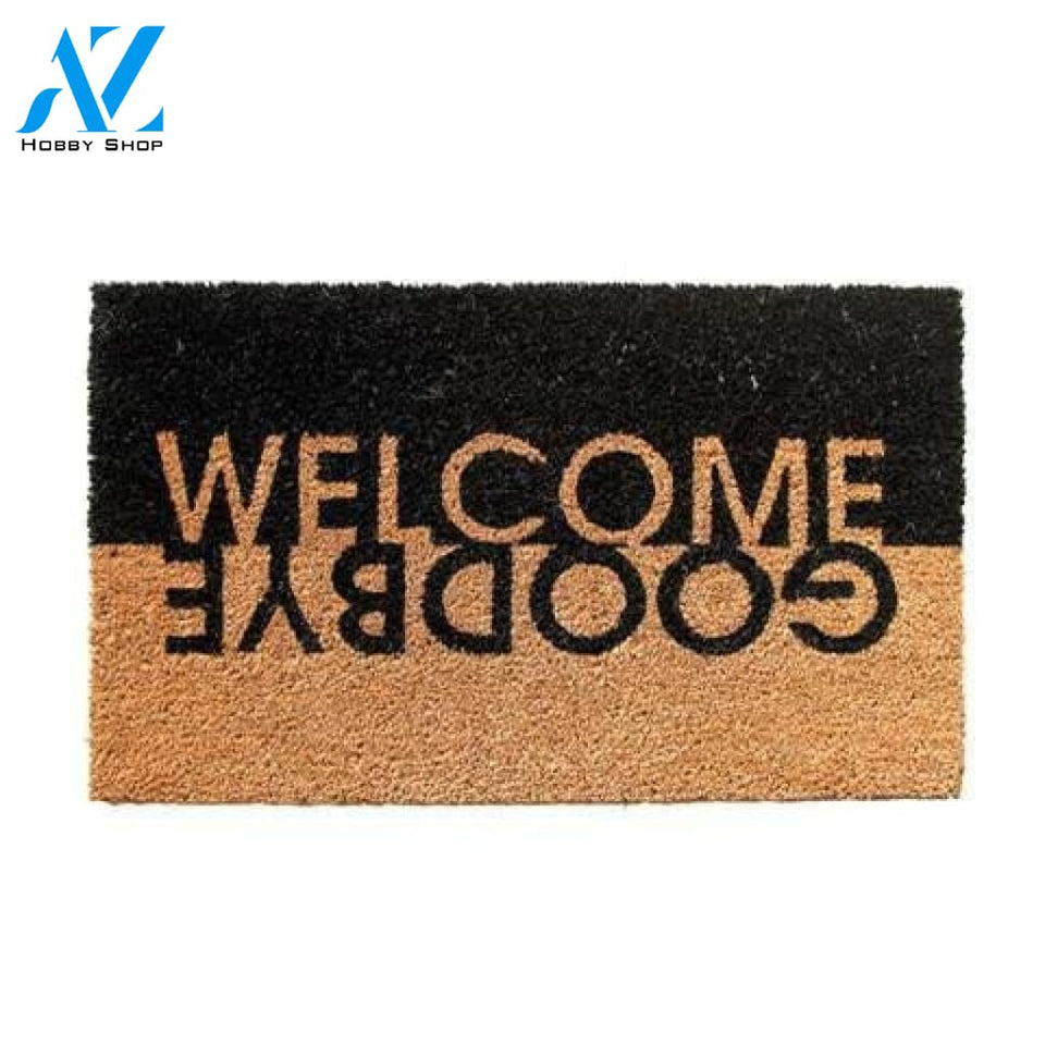 Outdoor Mat- Stylish Welcome Goodbye Black And Brown Cool Design Doormat Home Decor