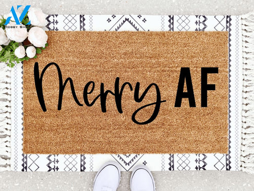 Outdoor Mat- Text Only Merry AF Doormat Home Decor