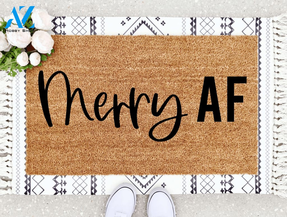 Outdoor Mat- Text Only Merry AF Doormat Home Decor