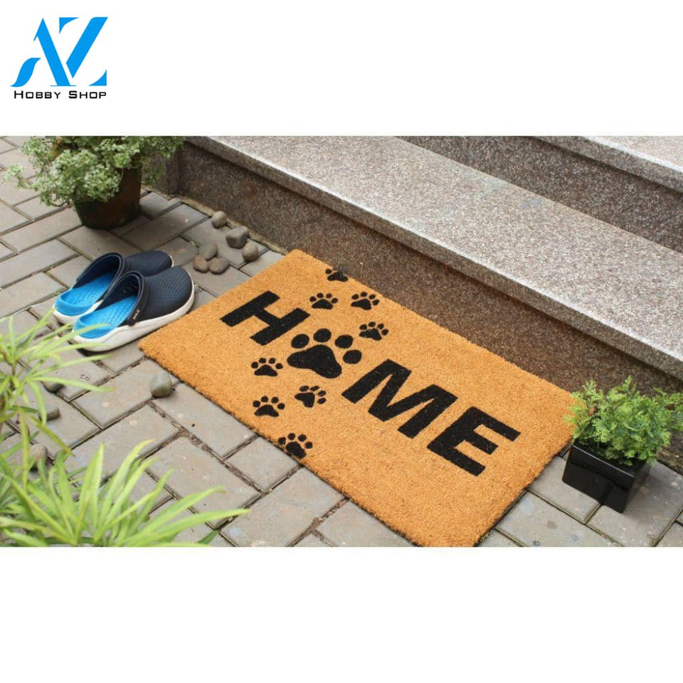 Outdoor Mat- Tufted Puppy Paws Welcome Home Beige Design Doormat Home Decor