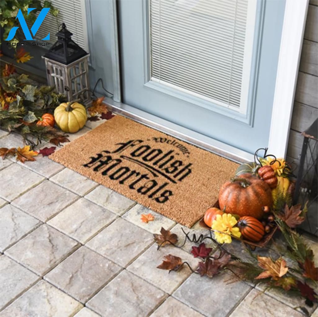 Outdoor Mat- Welcome Foolish Mortals Beige Doormat Home Decor