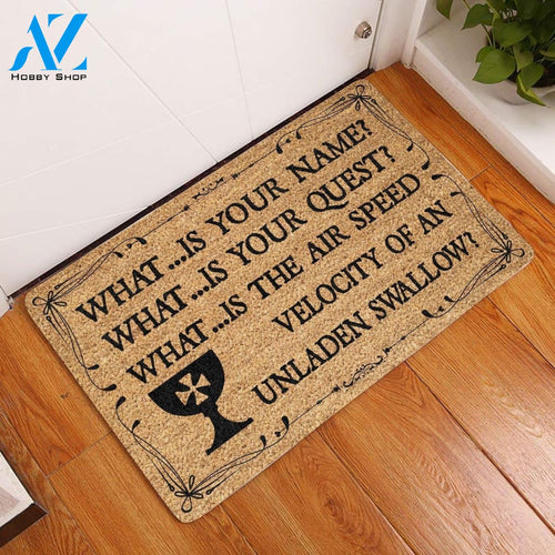 Outdoor Mat- What Is Your Name What Is You Quest Beige Theme Design Doormat Home Decor