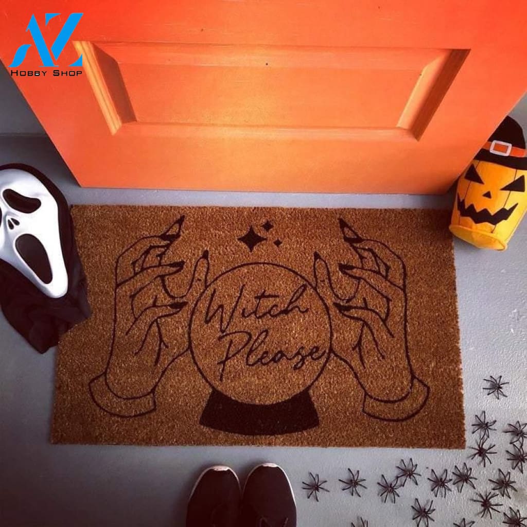 Outdoor Mat- Witch Please Hands With Magic Globe Hand Drawn Pattern Doormat Home Decor
