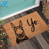 Outdoor Mat- Yo Donkey And Brown Background Doormat Home Decor