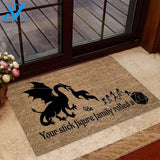 Outdoor Mat- Your Stick Figure Family Impressive Fire Breathing Dragon Doormat Home Decor