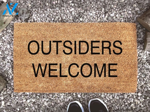 Outsiders Welcome - Cute Welcome Mat - Custom Coir Doormat - Home Decor - Personalized Door Mat