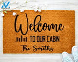 Personalized Cabin Doormat Welcome to our Cabin Family Name Doormat Welcome Door Mat Last Name Doormat