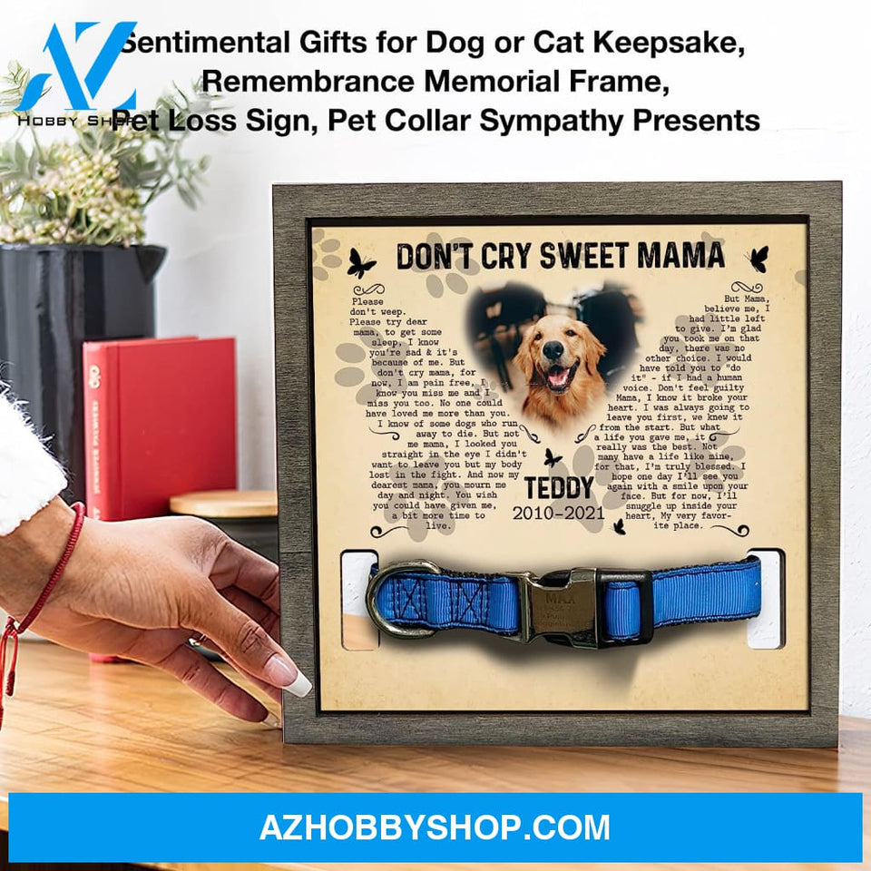 Personalized Dog Memorial Gifts 8X8 Picture Frame With Collar Holder Custom Cat Name Date Loss Of