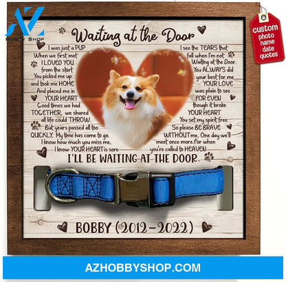 Personalized Dog Memorial Gifts 8X8 Picture Frame With Collar Holder Custom Cat Name Date Loss Of