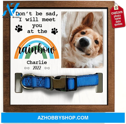 Personalized Dog Memorial Gifts 8X8 Picture Frame With Collar Holder Custom Cat Name Date Loss Of