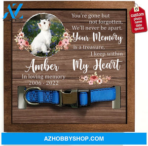 Personalized Dog Memorial Gifts 8X8 Picture Frame With Collar Holder Custom Cat Name Date Loss Of