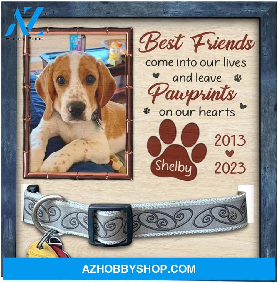 Personalized Dog Memorial Gifts 8X8 Picture Frame With Collar Holder Custom Cat Name Date Loss Of