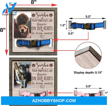 Personalized Dog Memorial Gifts 8X8 Picture Frame With Collar Holder Custom Cat Name Date Loss Of