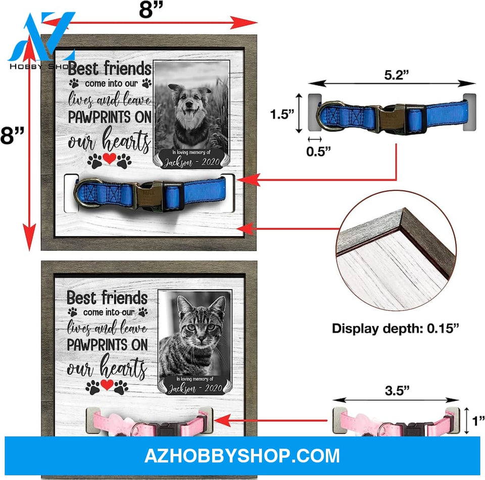 Personalized Dog Memorial Gifts 8X8 Picture Frame With Collar Holder Custom Cat Name Date Loss Of