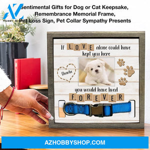 Personalized Dog Memorial Gifts 8X8 Picture Frame With Collar Holder Custom Cat Name Date Loss Of