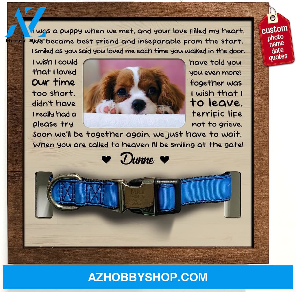 Personalized Dog Memorial Gifts 8X8 Picture Frame With Collar Holder Custom Cat Name Date Loss Of