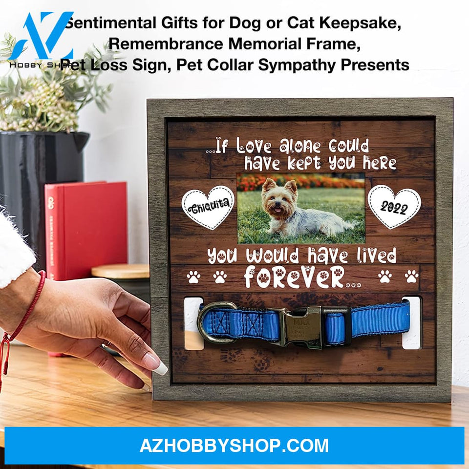 Personalized Dog Memorial Gifts 8X8 Picture Frame With Collar Holder Custom Cat Name Date Loss Of