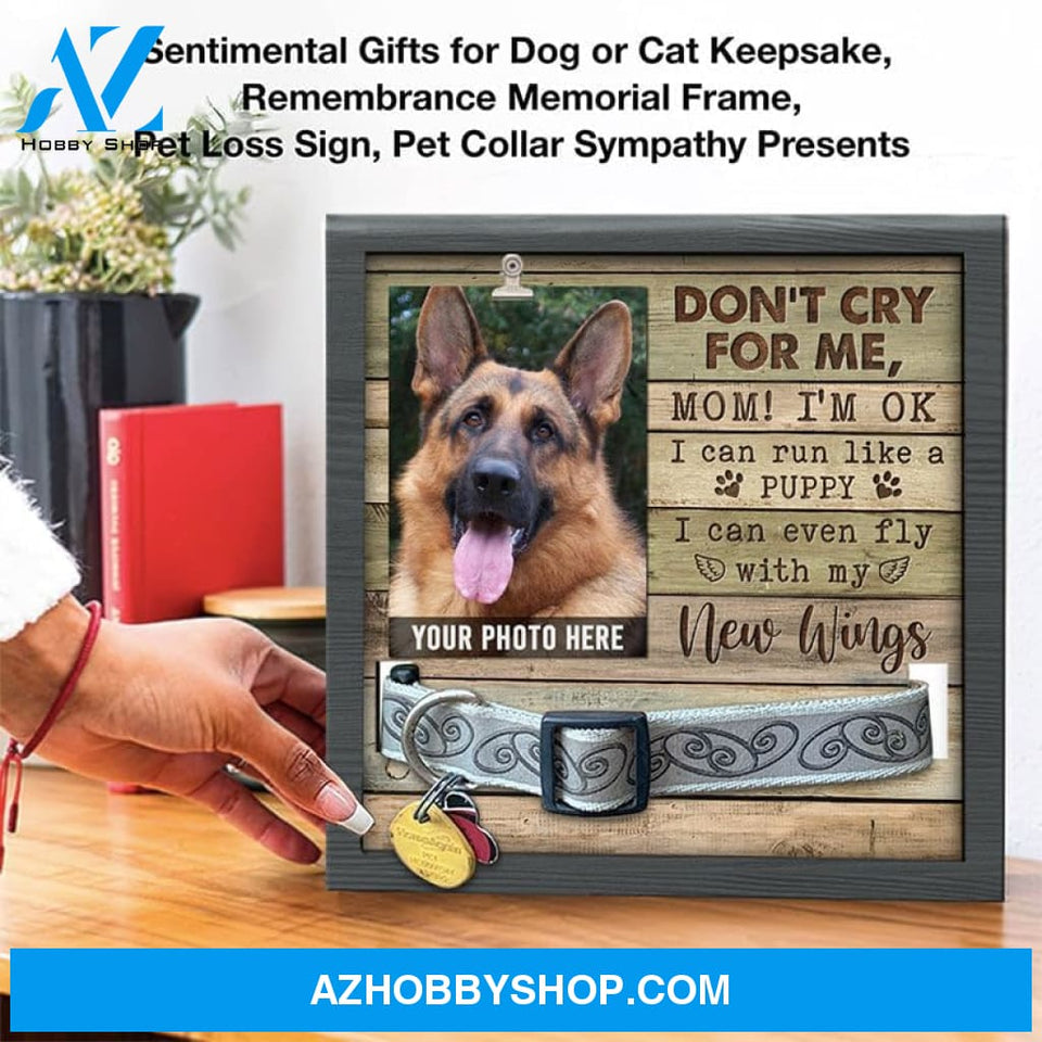 Personalized Dog Memorial Gifts 8X8 Picture Frame With Collar Holder Custom Cat Name Date Loss Of