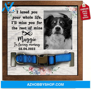 Personalized Dog Memorial Gifts 8X8 Picture Frame With Collar Holder Custom Cat Name Date Loss Of