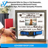 Personalized Dog Memorial Gifts 8X8 Picture Frame With Collar Holder Custom Cat Name Date Loss Of